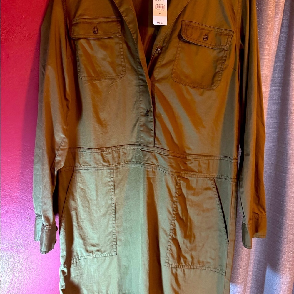 LOFT XS Utility dress chic olive green brand new with tags - Picture 4 of 10